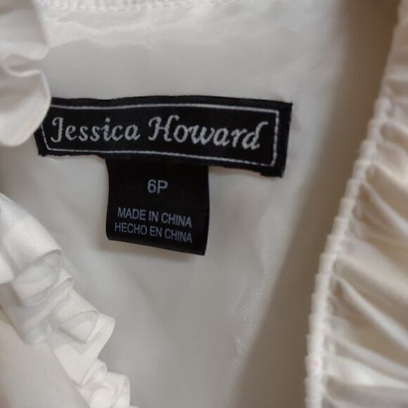 Jessica Howard Cream and Green Sleeveless Casual Dress with Size 6P - Picture 2 of 3